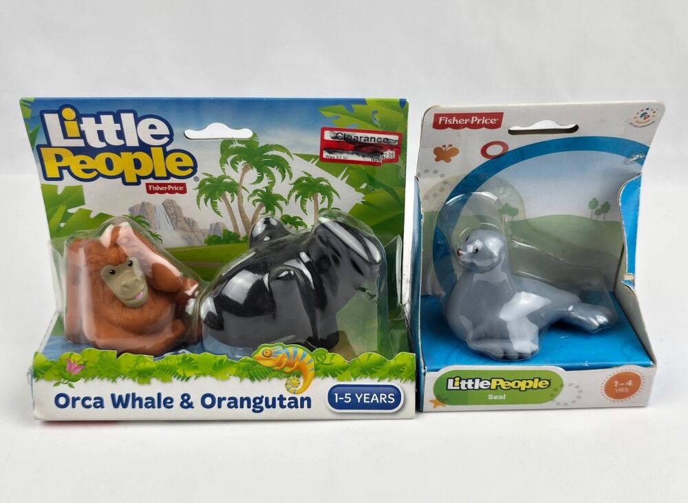 New Fisher Price Little People Animals Orangutan & Orca Whale Plus Seal